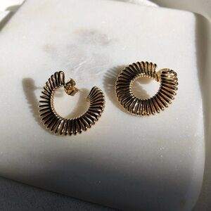 Textured Gold Coiled Hoop Earrings